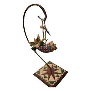 Jim Shore Heartwood Creek Christmas Angel 2002 & Quilt Square Ornament Holder